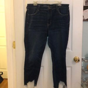 AEO Plus Size Dark Wash Hi-Rise Jegging Crop